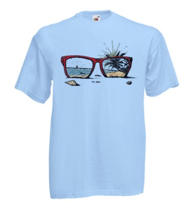ΓΑΛΑΖΙΟ ΣΚΟΥΡΟ t-shirt FRUIT OF THE LOOM με στάμπα SUNGLASSES